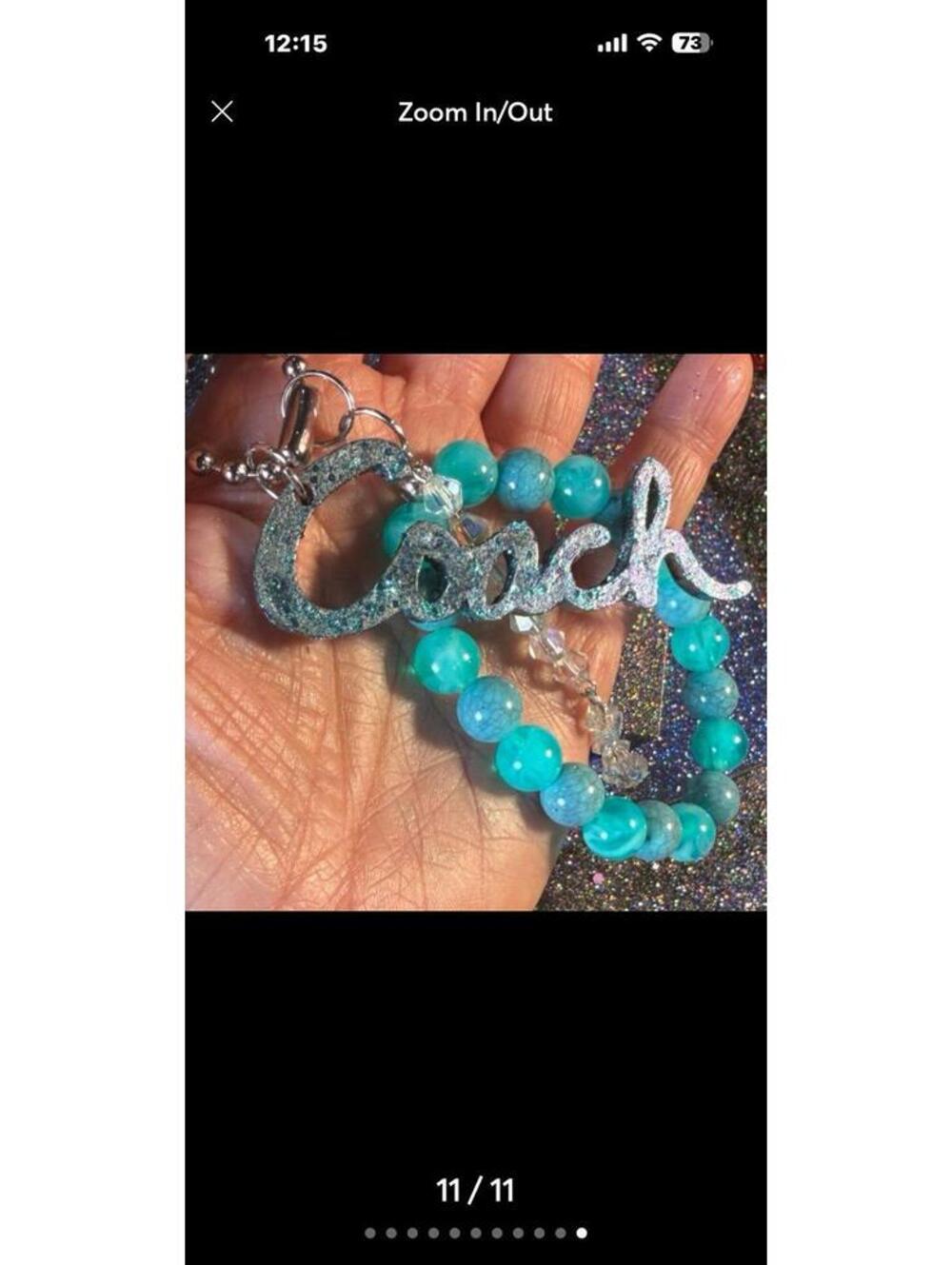 Authentic Coach charm and a beaded purse charm teal and purple iridescent - Picture 9 of 10